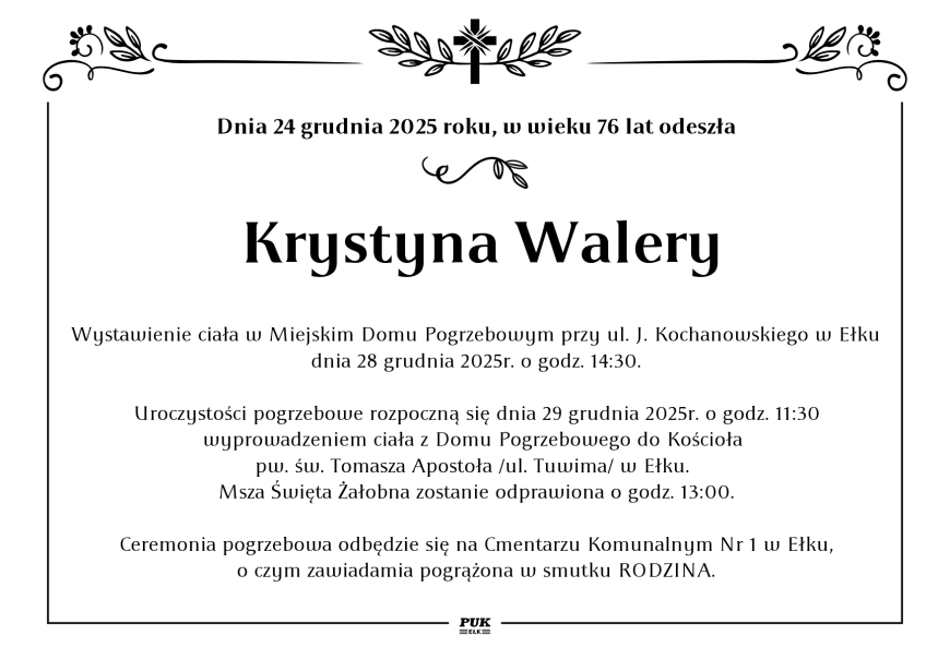 Krystyna Walery - nekrolog